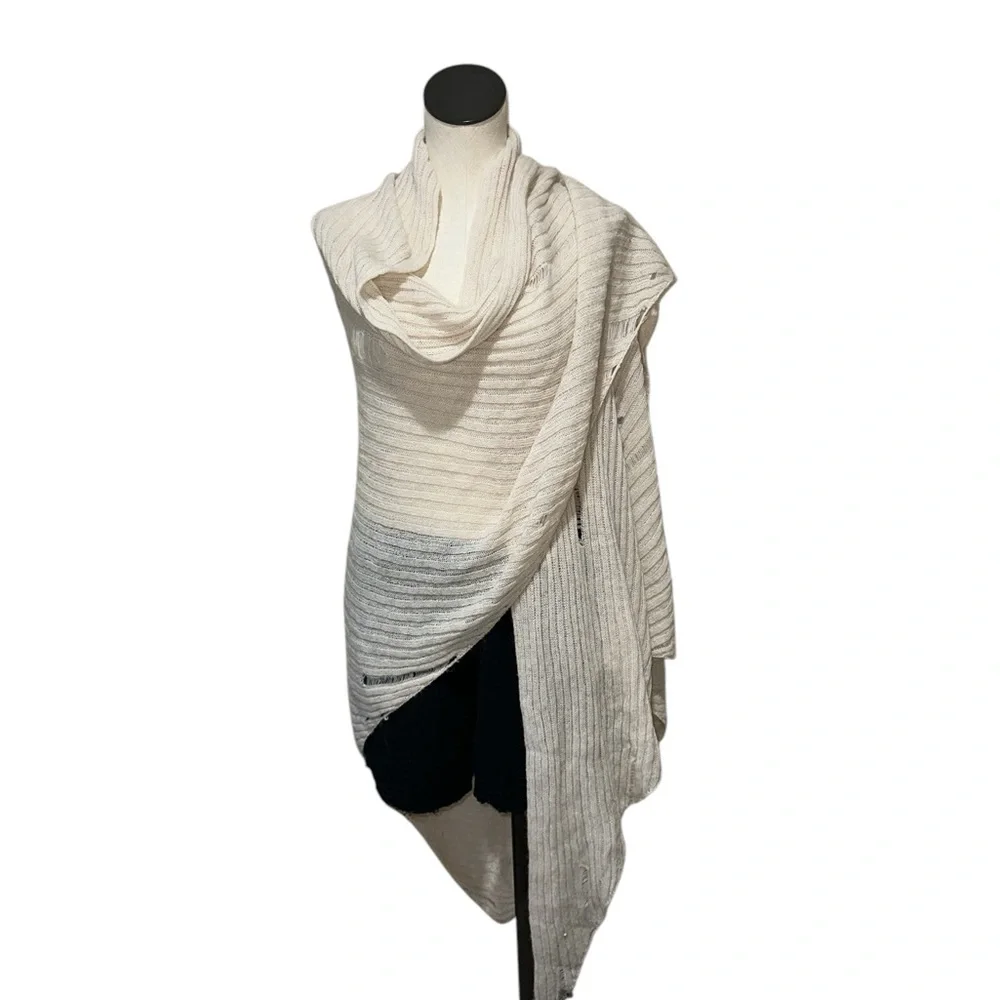 NWT ZARA RIPPED KNIT CAPE Cardigan Neck Warmer